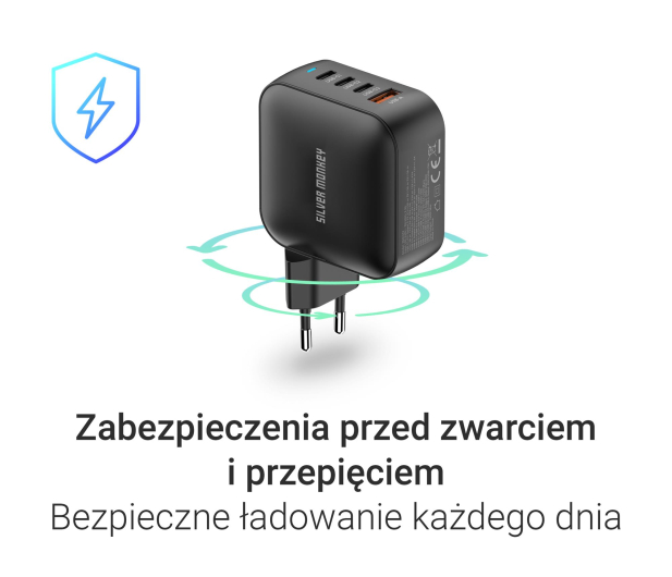 Silver Monkey Ładowarka GaN Smart Quadro 100W PD Czarna - 1417253 - zdjęcie 5